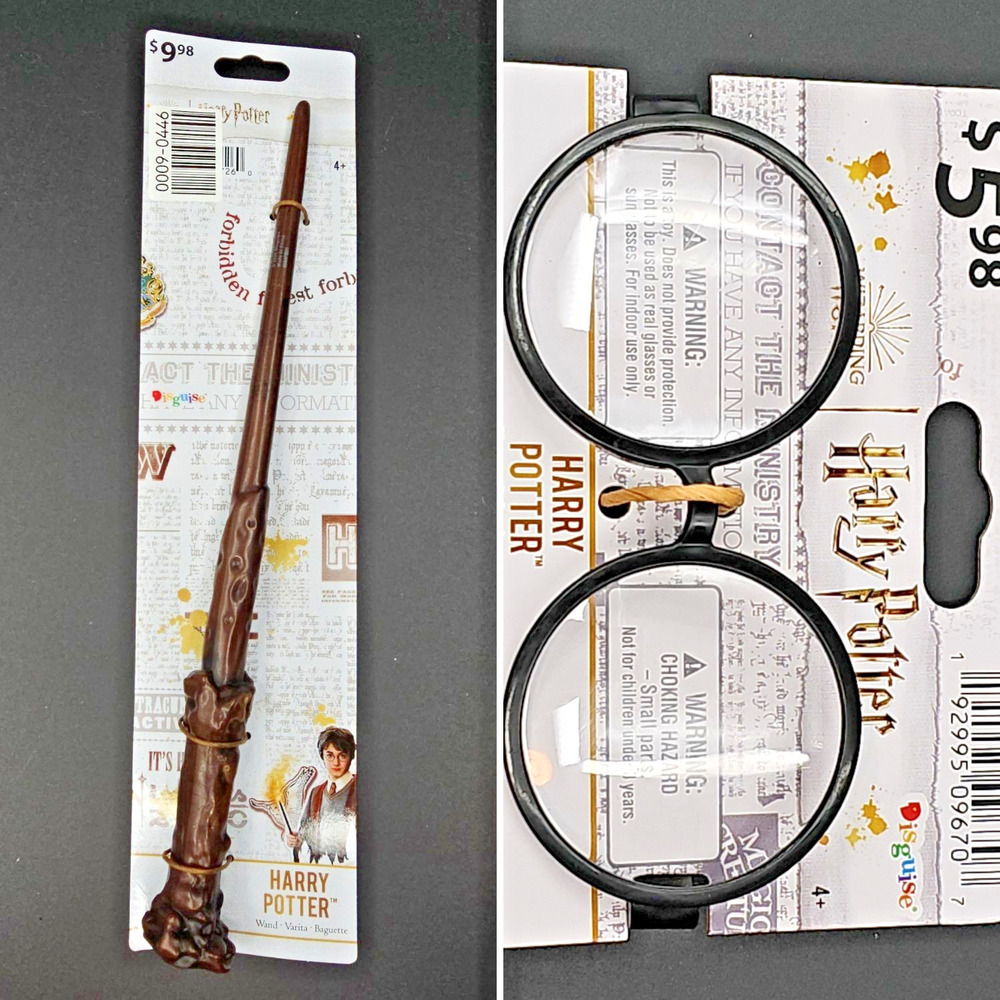 Harry Potter Wand and Glasses Adult Unisex Costume Cosplay Outfit Bundle